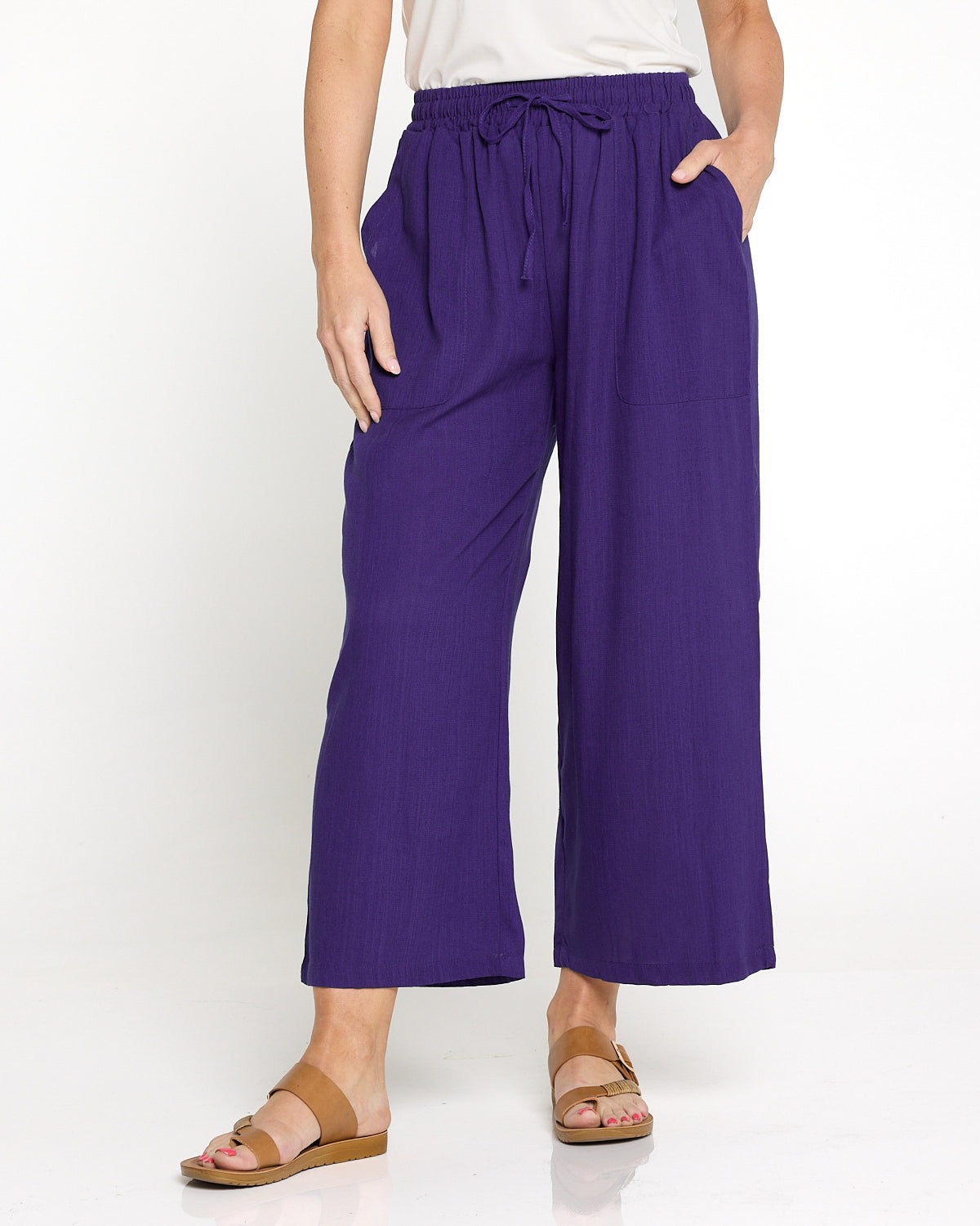 Mahri Linen Top & Aiko Pants - Purple