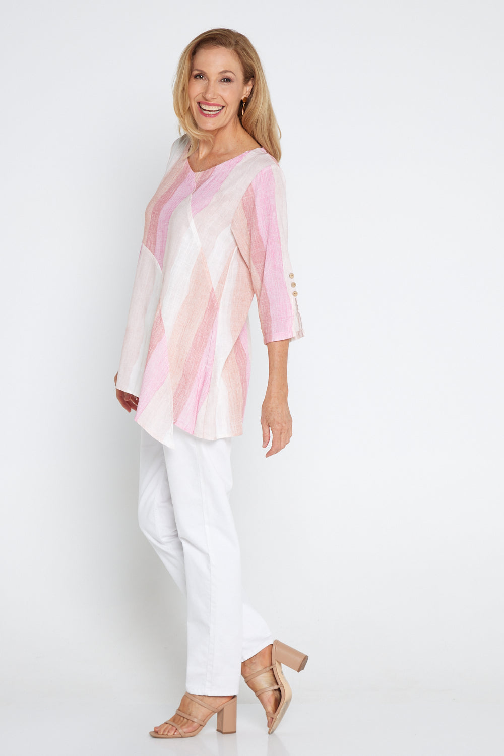 Janine Linen Top - Pink Dawn Gradient