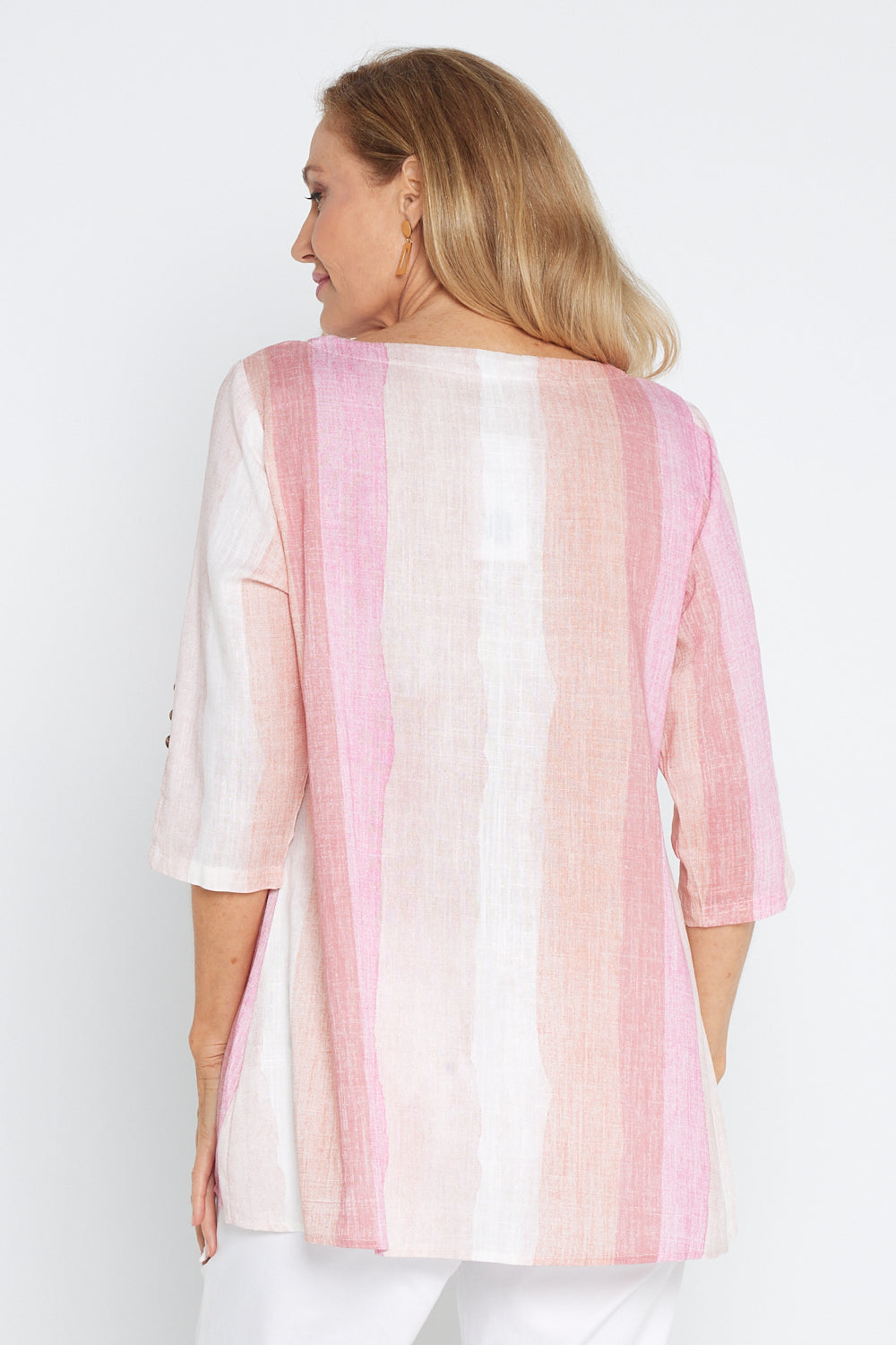 Janine Linen Top - Pink Dawn Gradient