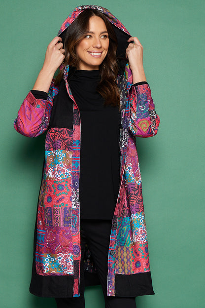 Bicheno Corduroy Coat - Magenta Patchwork