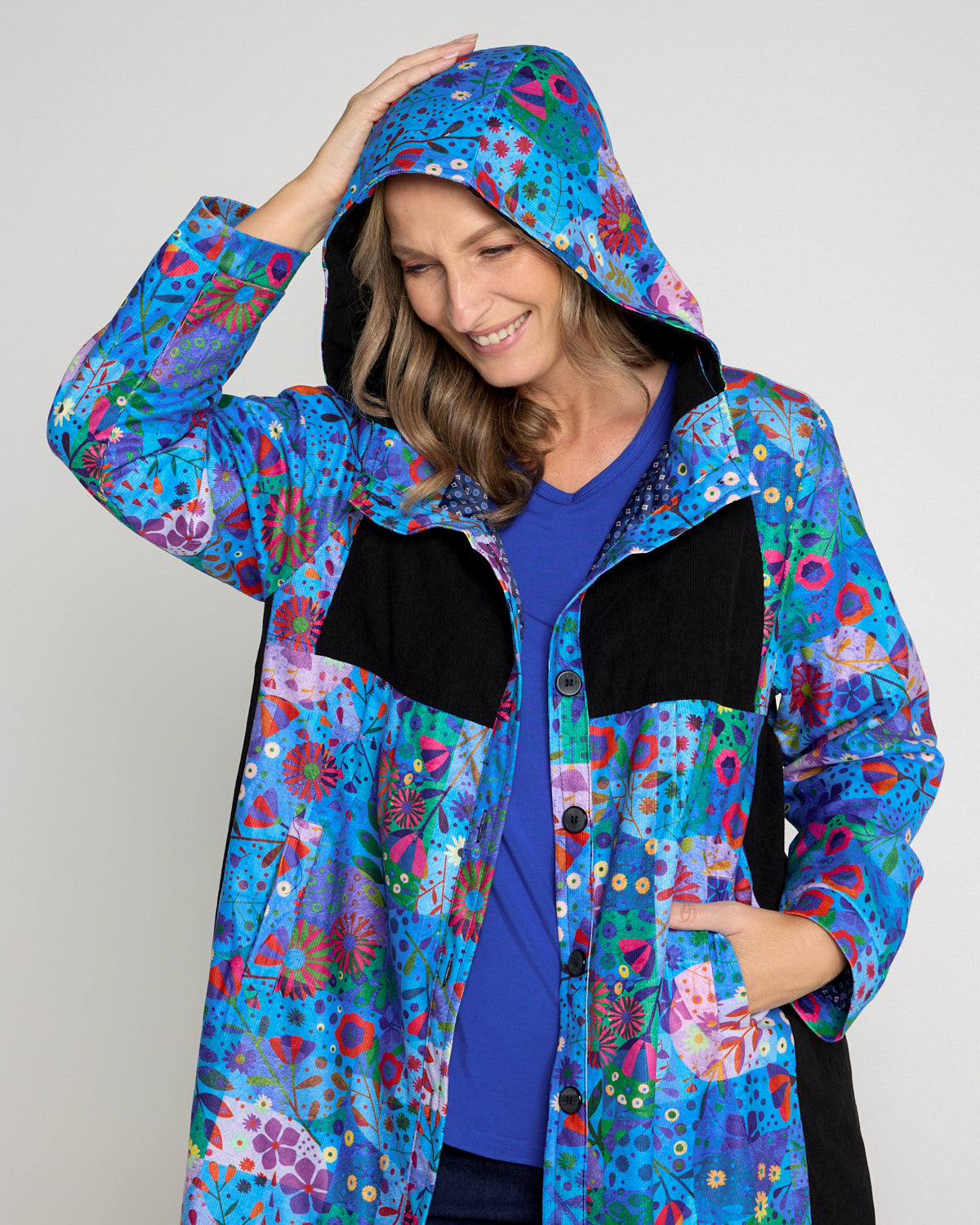 Bicheno Corduroy Coat - Oceanic Blossom