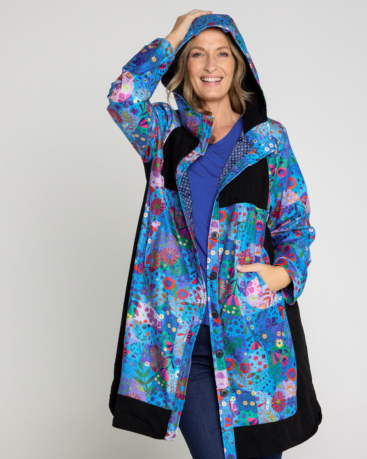 Bicheno Corduroy Coat - Oceanic Blossom