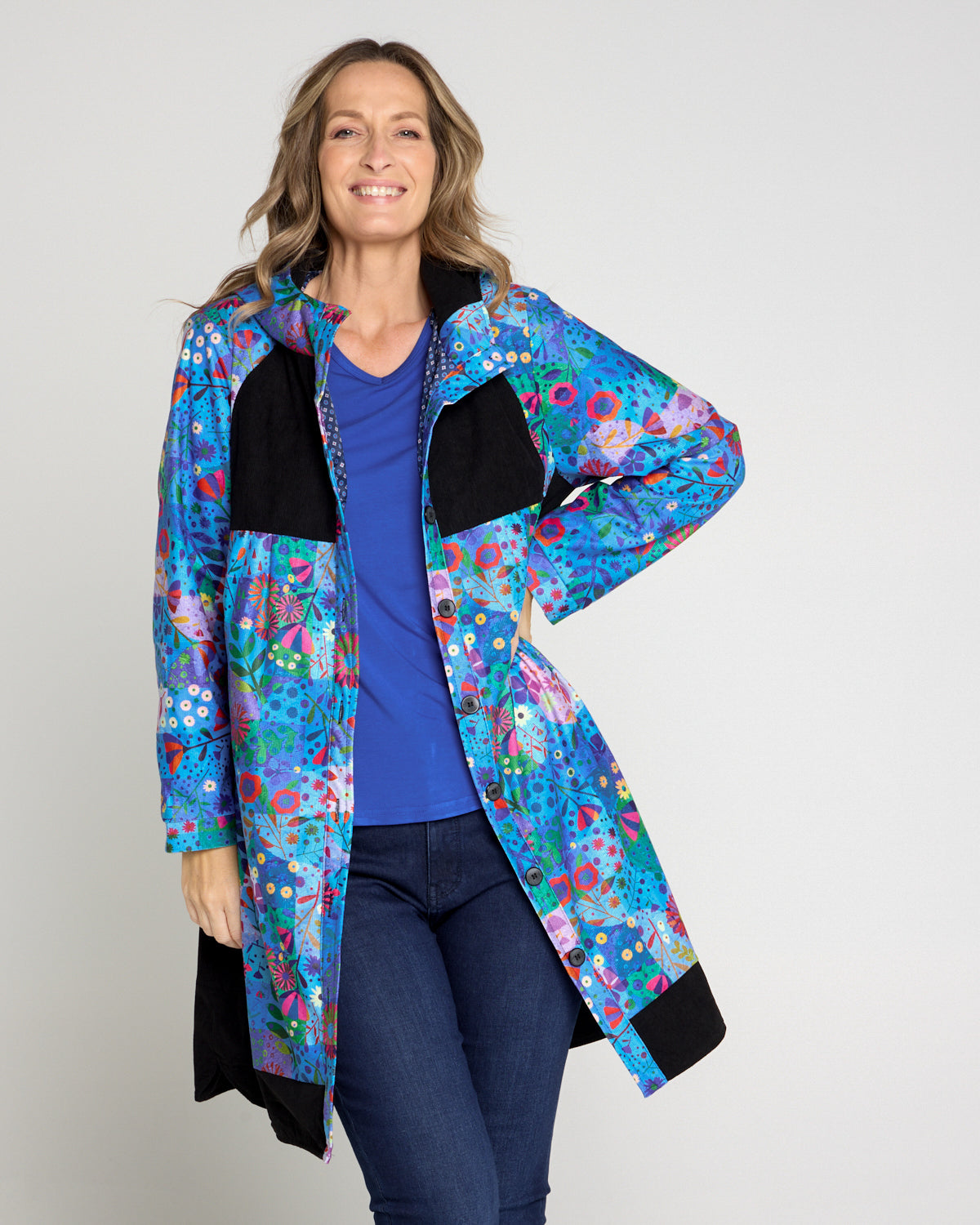 Bicheno Corduroy Coat - Oceanic Blossom