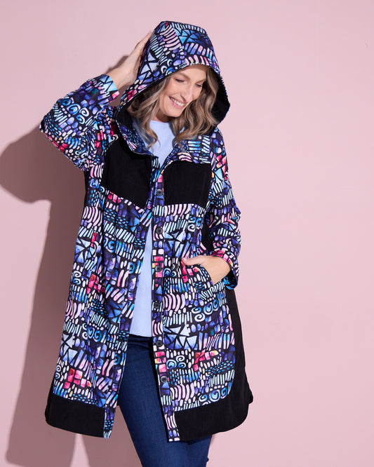 Bicheno Corduroy Coat - Paua Shell Print