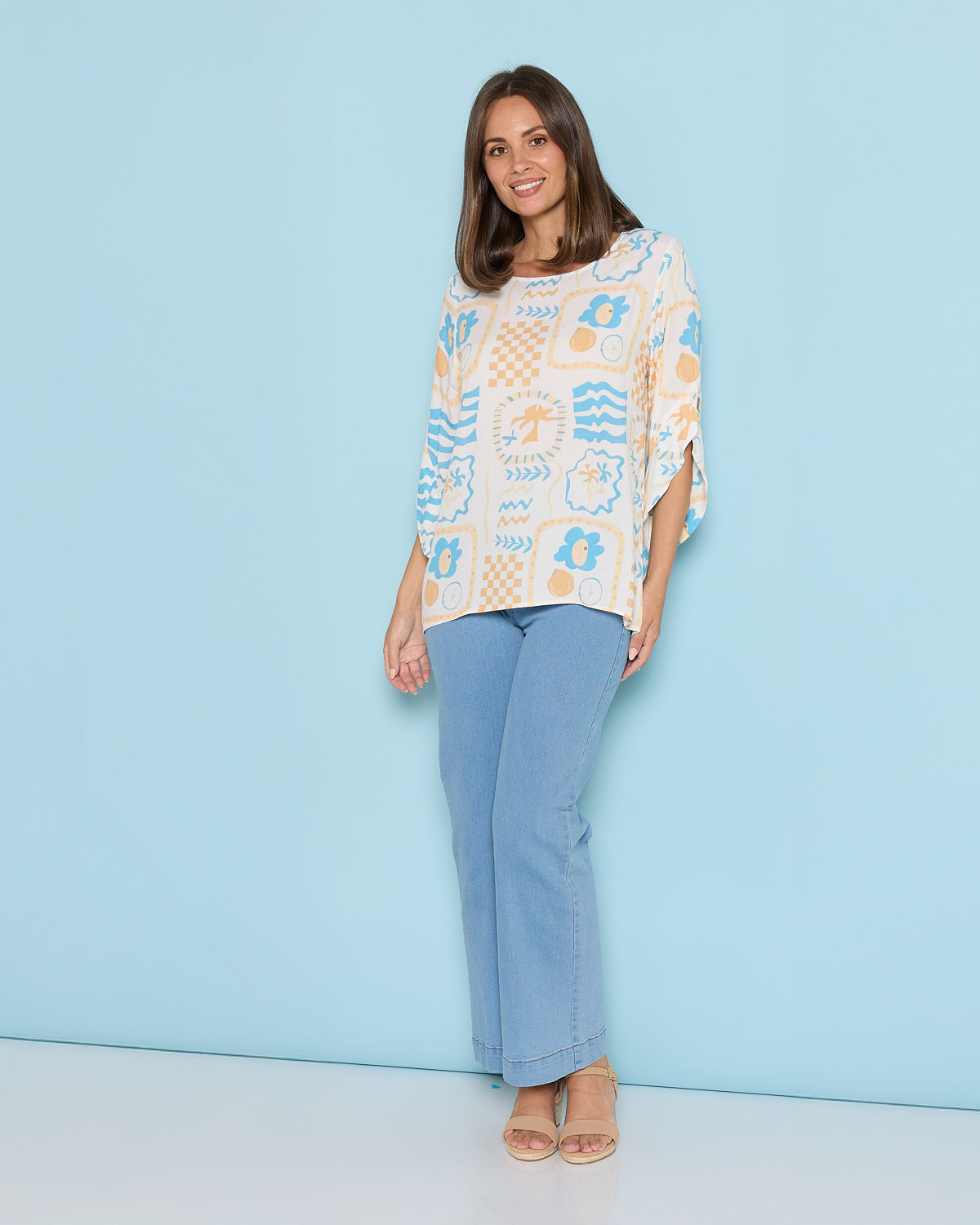 Cher Wide Leg Jeans - Light Wash Blue Denim