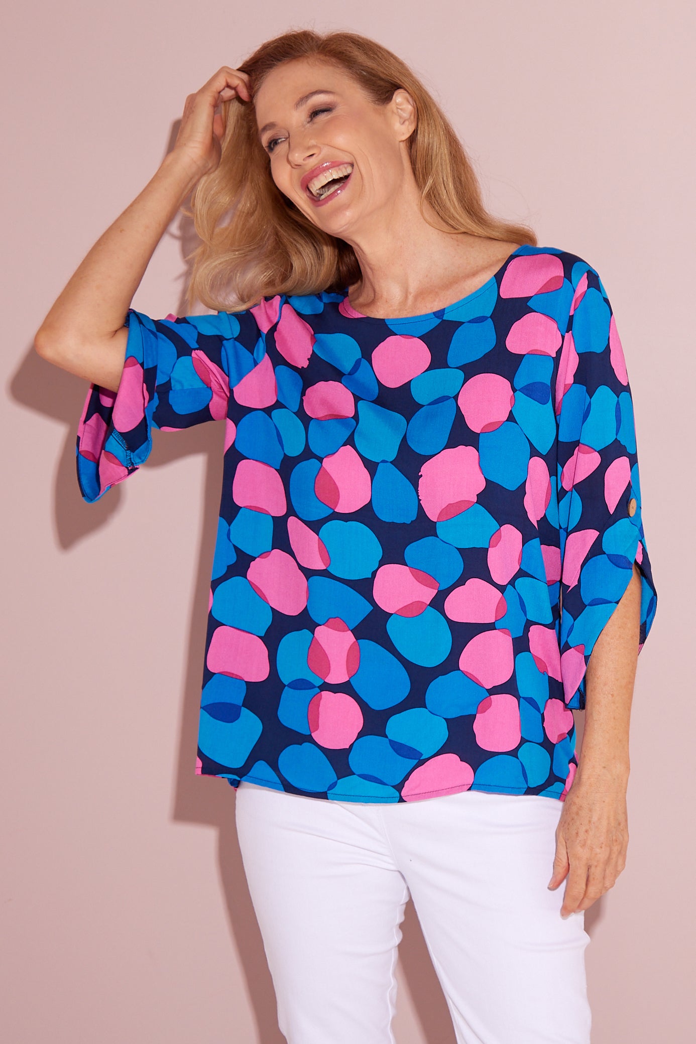 Raven Top - Pink/Cobalt Spot