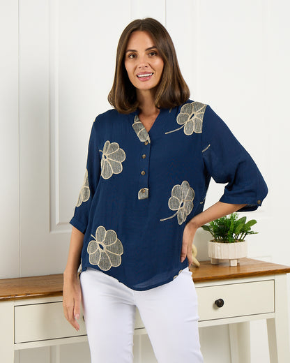 Marli Top - Indigo Petal