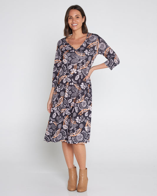 Christobel Sleeved Dress - Autumn Botanical
