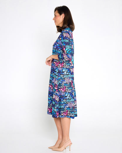 Christobel Sleeved Dress - Paua Shell Print