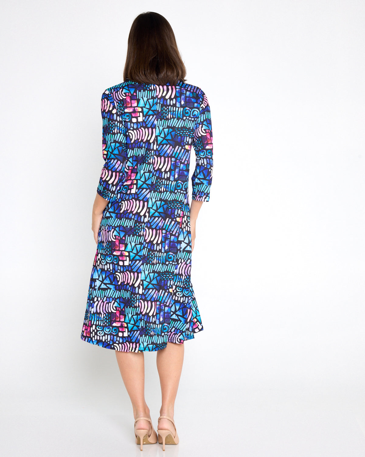 Christobel Sleeved Dress - Paua Shell Print