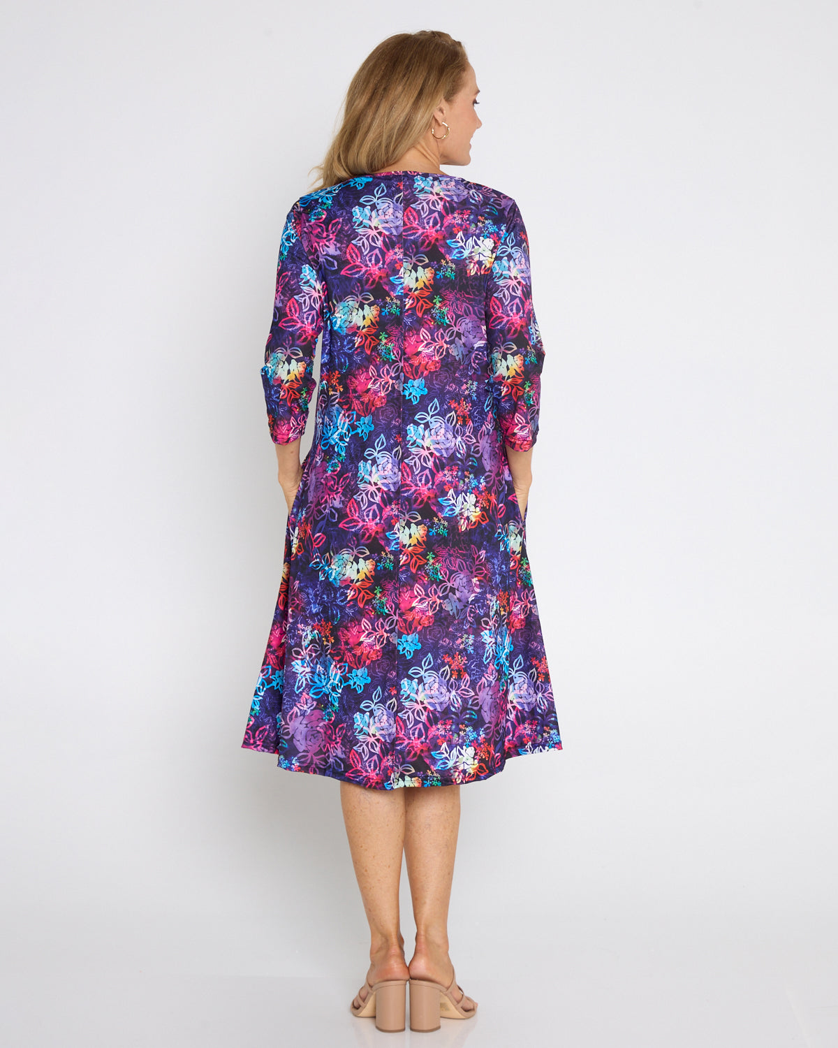 Christobel Sleeved Dress - Rainbow Floral Etch