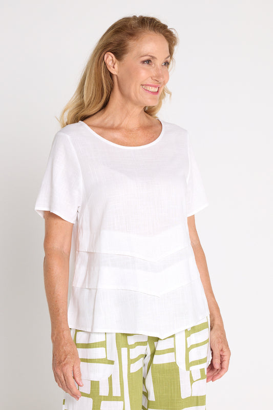 Elaine Linen Top - White
