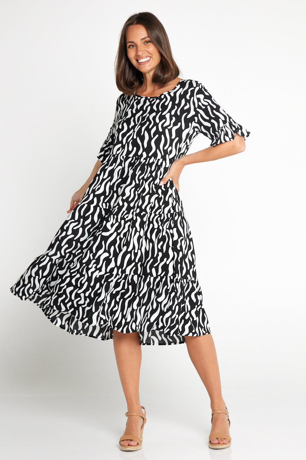 Jackson Dress - Black/White Ripple