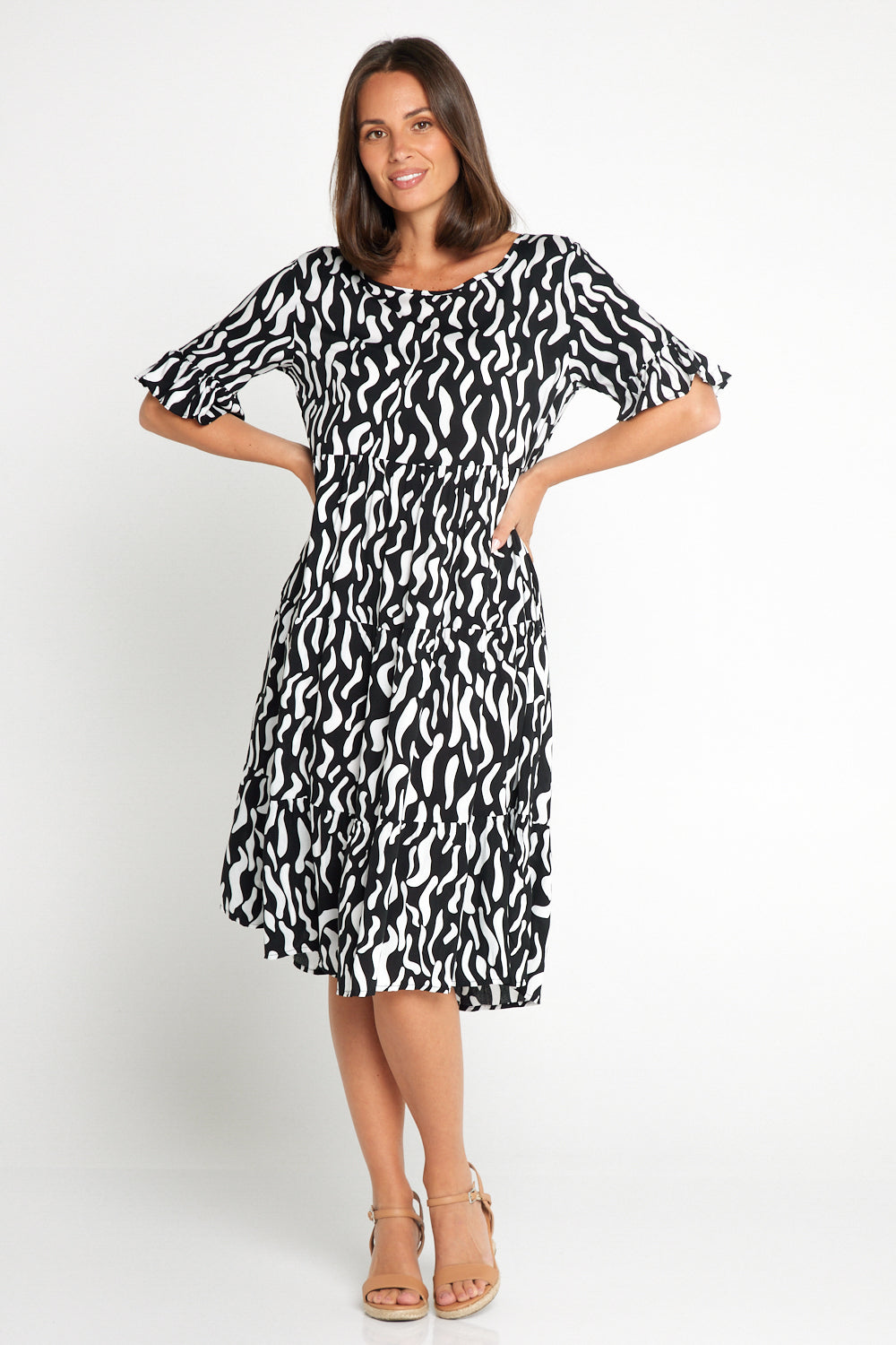 Jackson Dress - Black/White Ripple