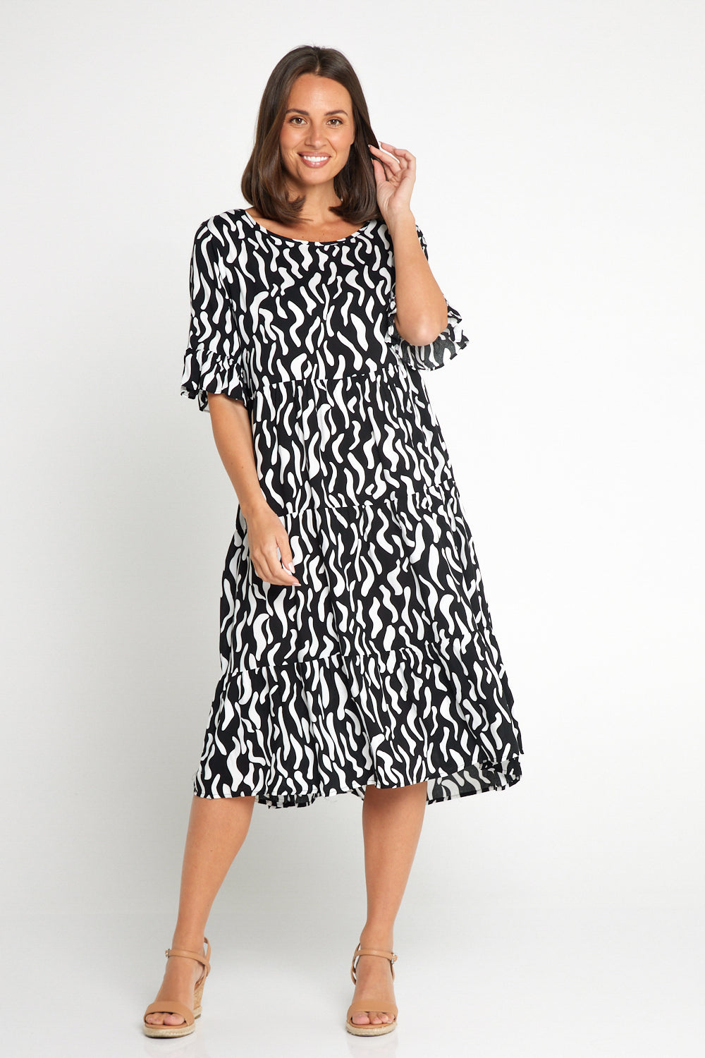 Jackson Dress - Black/White Ripple