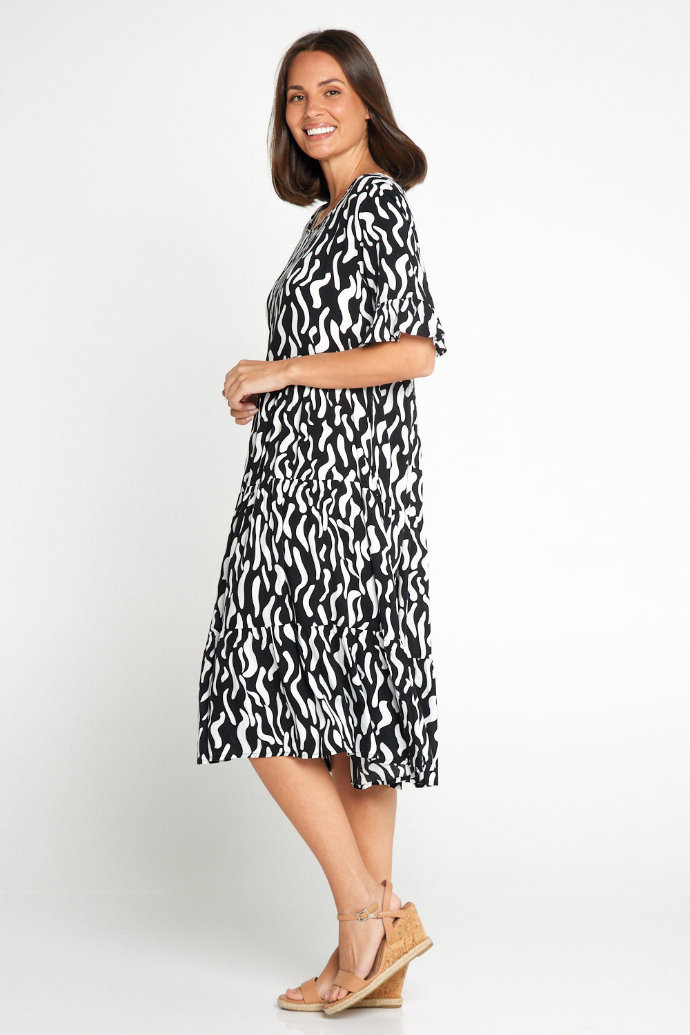 Jackson Dress - Black/White Ripple