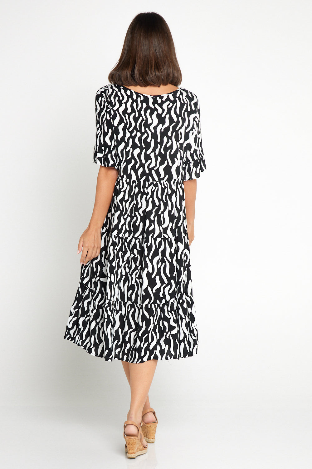 Jackson Dress - Black/White Ripple