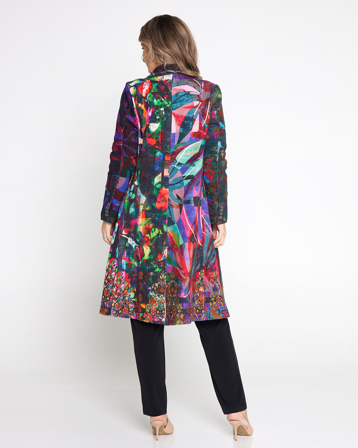 Digital Print Long Cotton Coat -  Purple Jungle