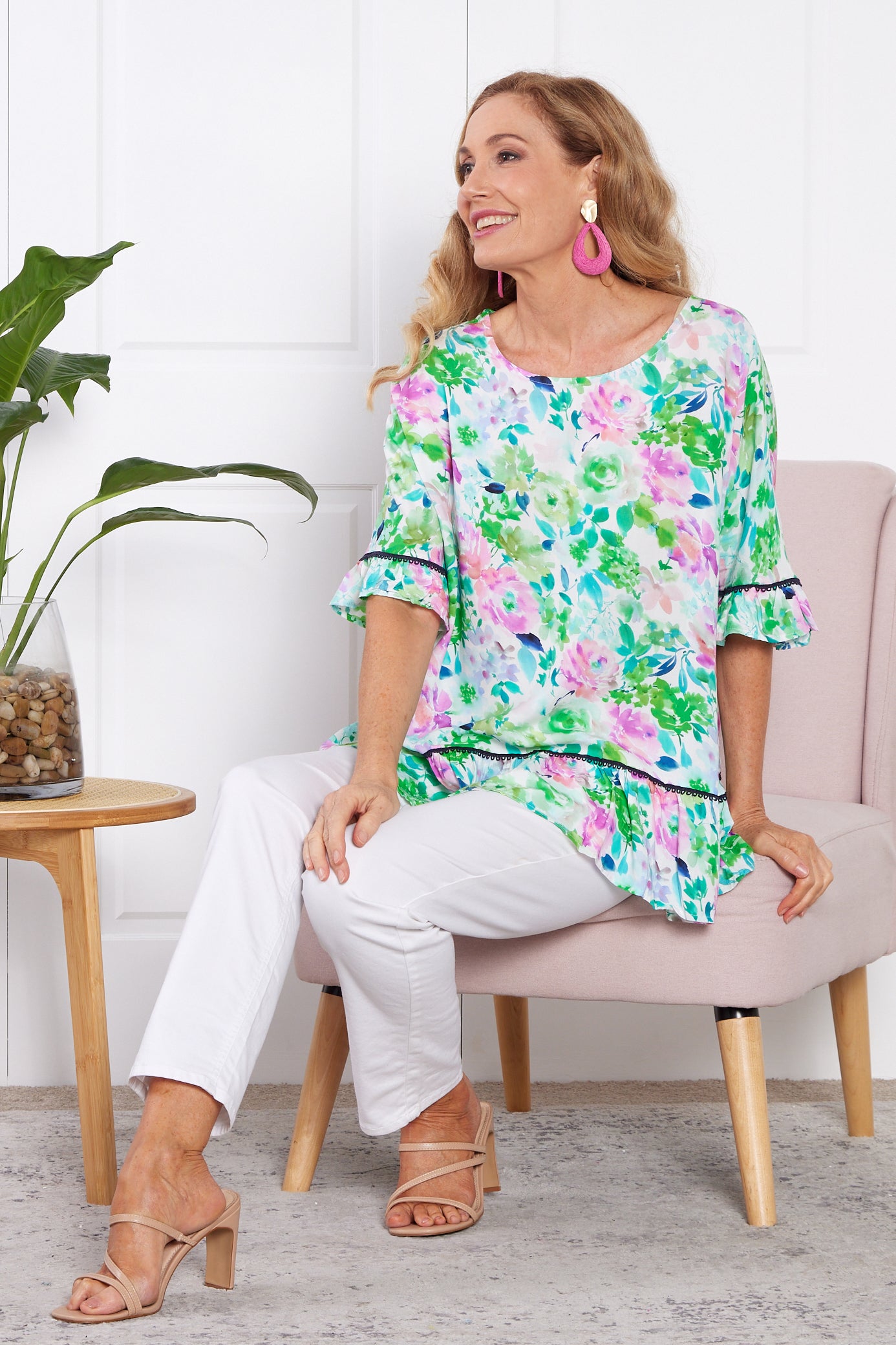 Electra Top - Jade/Amethyst Floral