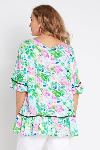 Electra Top - Jade/Amethyst Floral