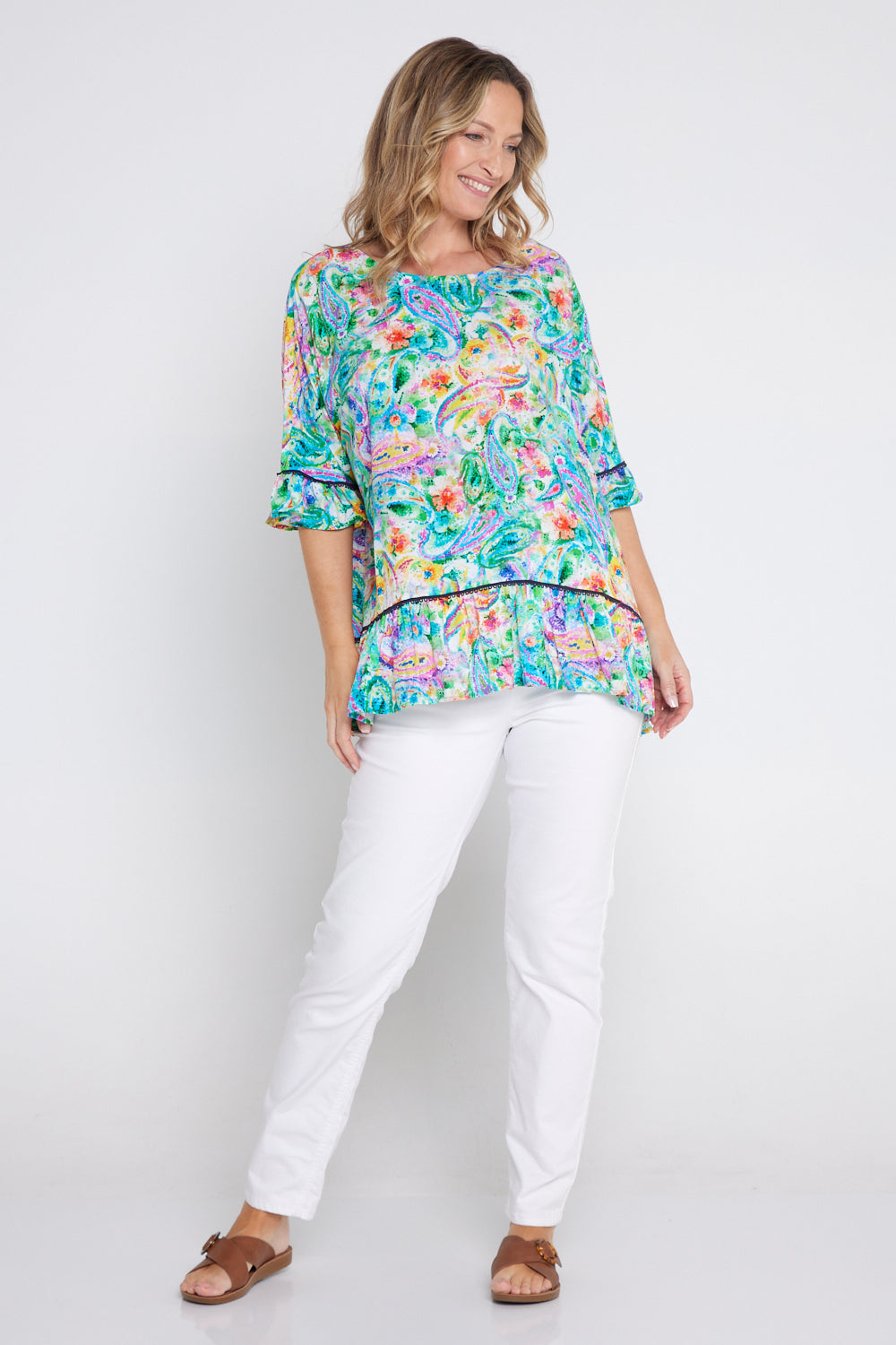 Electra Top - Rainbow Paisley