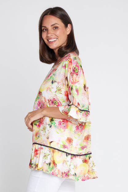 Electra Top - Yellow Floral