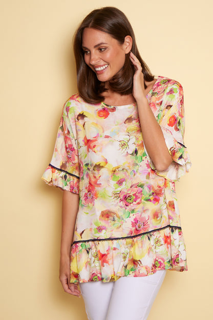 Electra Top - Yellow Floral