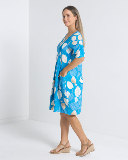 Delphi Dress - Azure Botanical