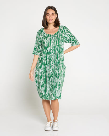 Delphi Pleat Dress – Green Leaf