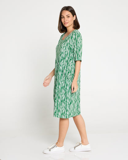 Delphi Pleat Dress – Green Leaf