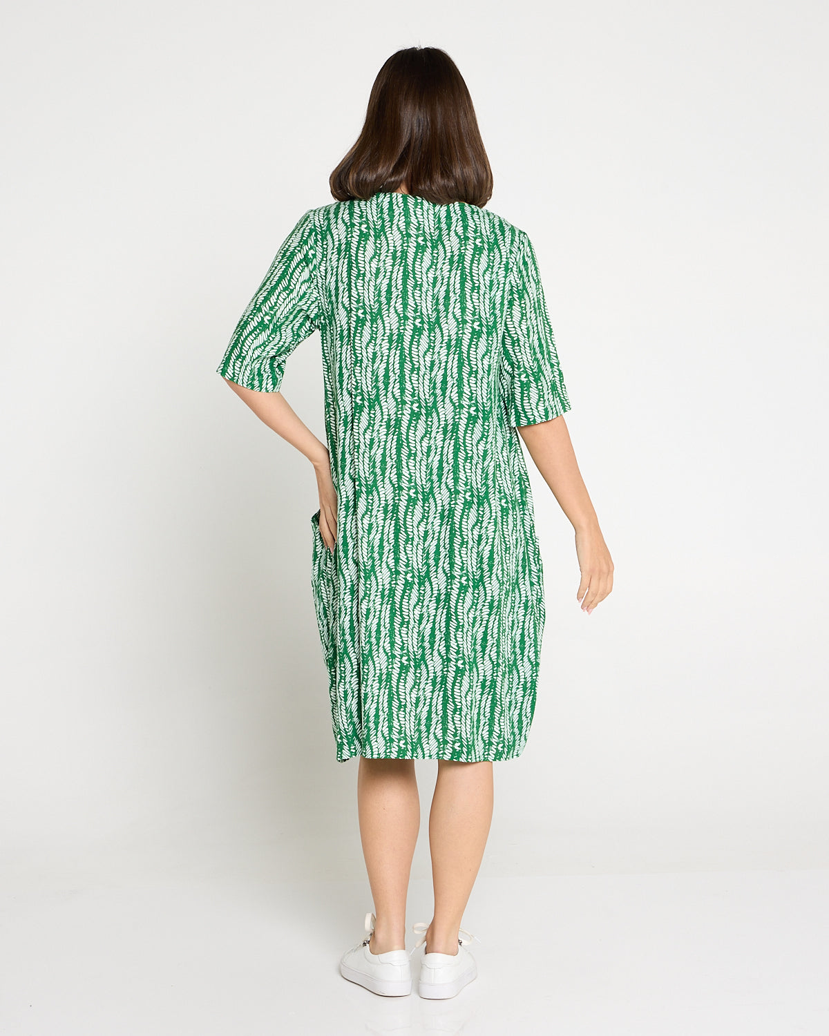 Delphi Pleat Dress – Green Leaf