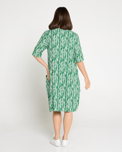 Delphi Pleat Dress – Green Leaf