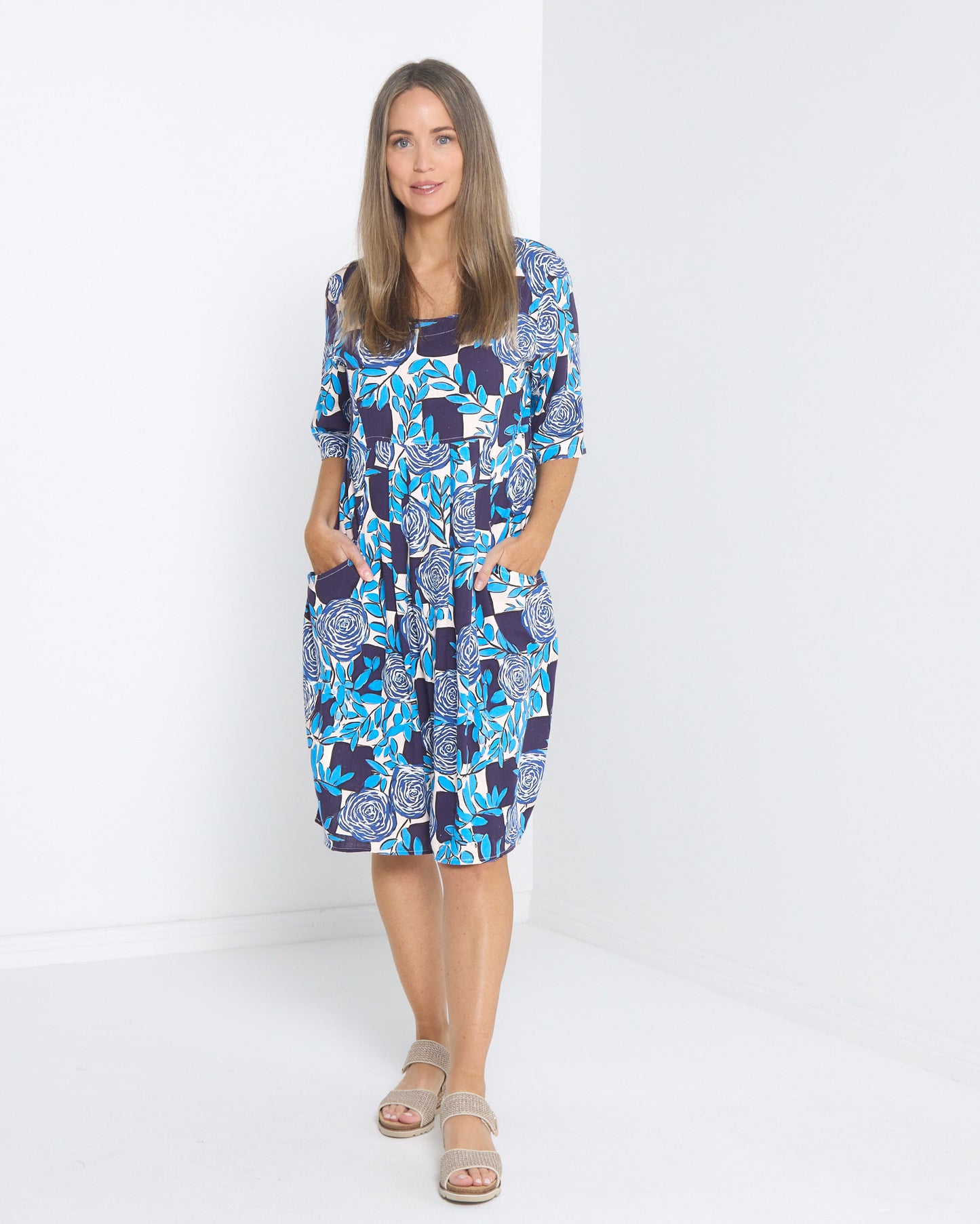 Delphi Dress - Cobalt Rose
