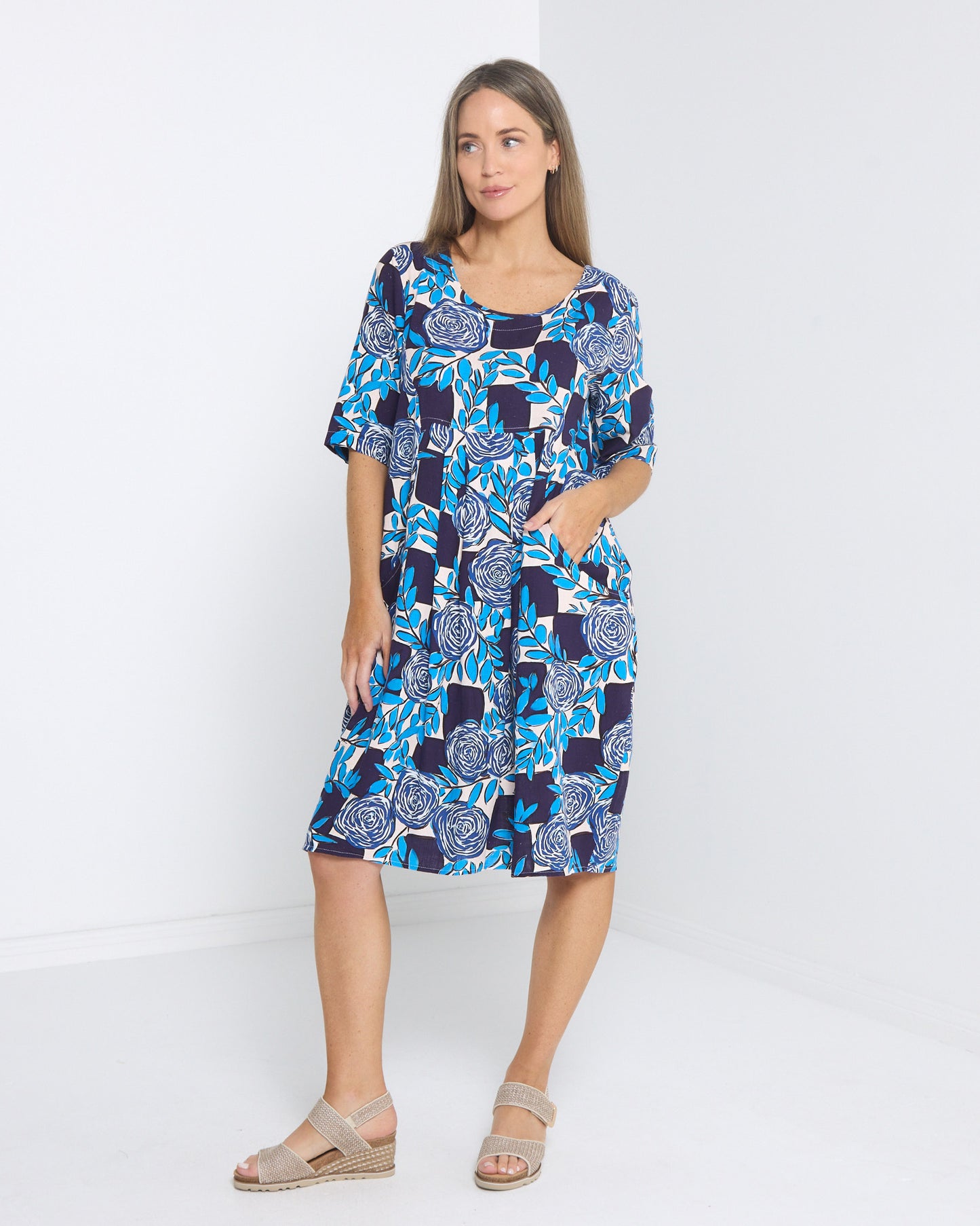 Delphi Dress - Cobalt Rose