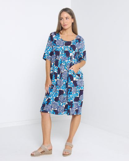 Delphi Dress - Cobalt Rose