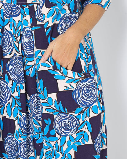 Delphi Dress - Cobalt Rose