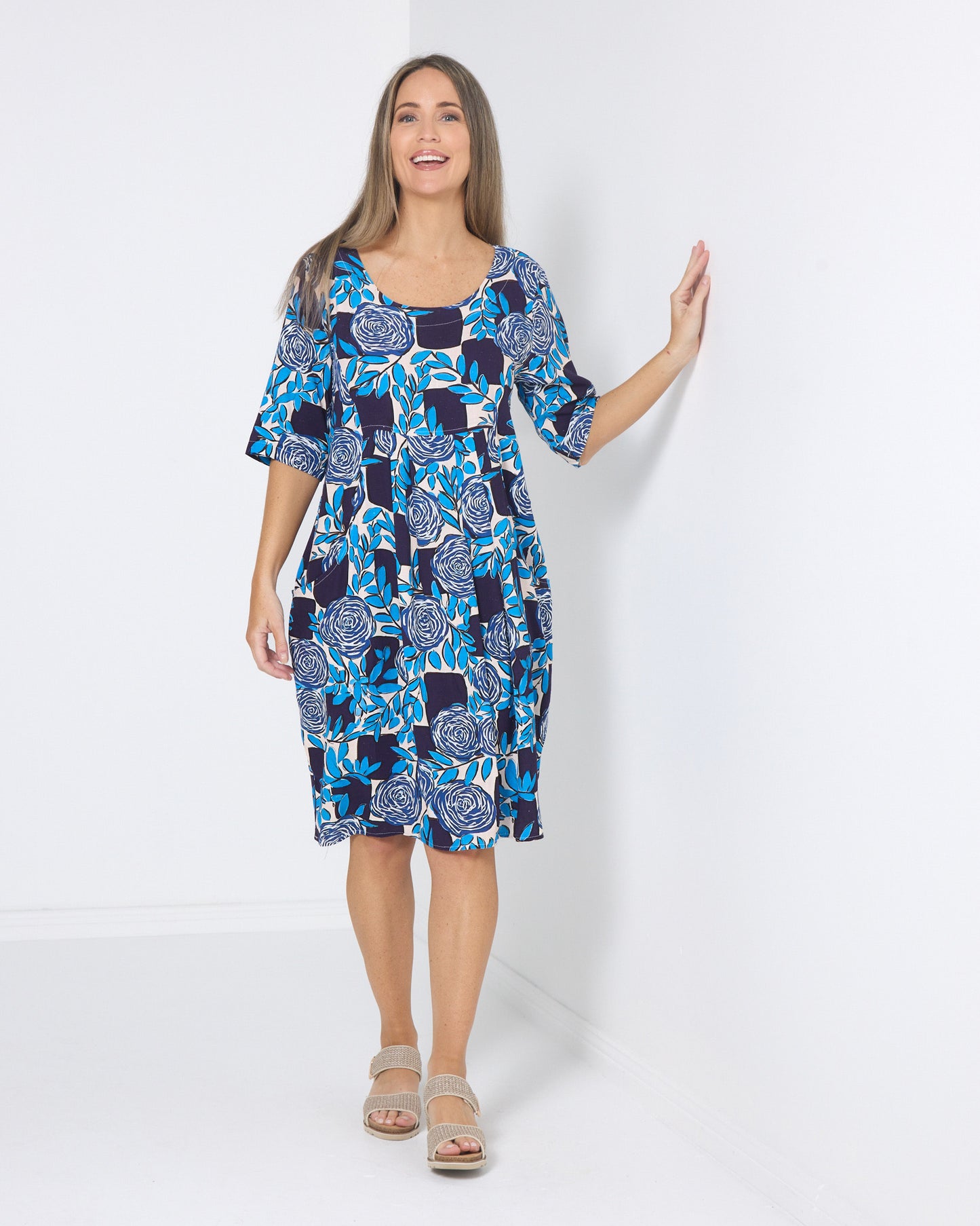 Delphi Dress - Cobalt Rose
