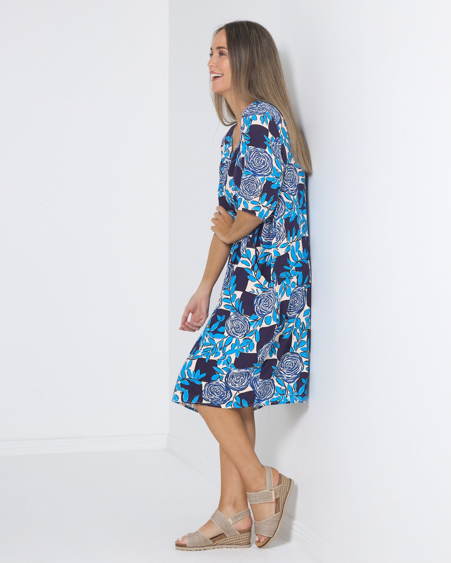 Delphi Dress - Cobalt Rose