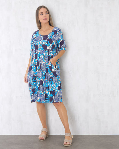 Delphi Dress - Cobalt Rose