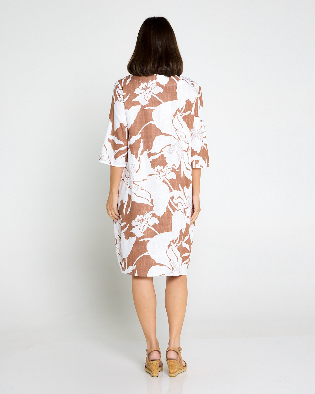 Delphi Pleat Dress – Cocoa Floral