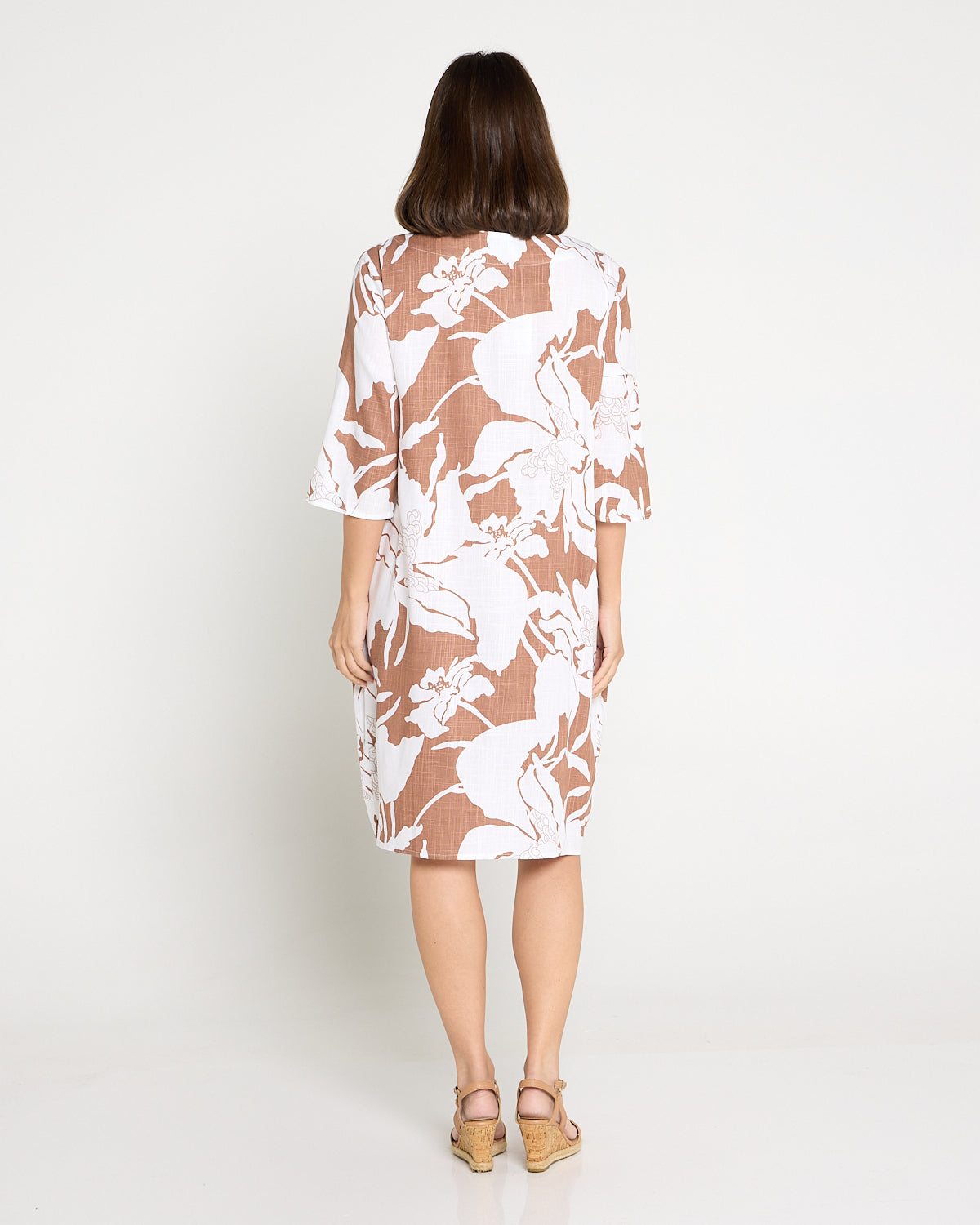 Delphi Pleat Dress – Cocoa Floral
