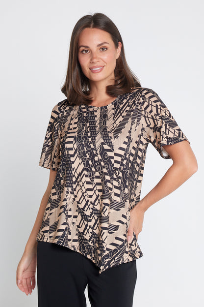 Shyla Top - Black/Latte Collage