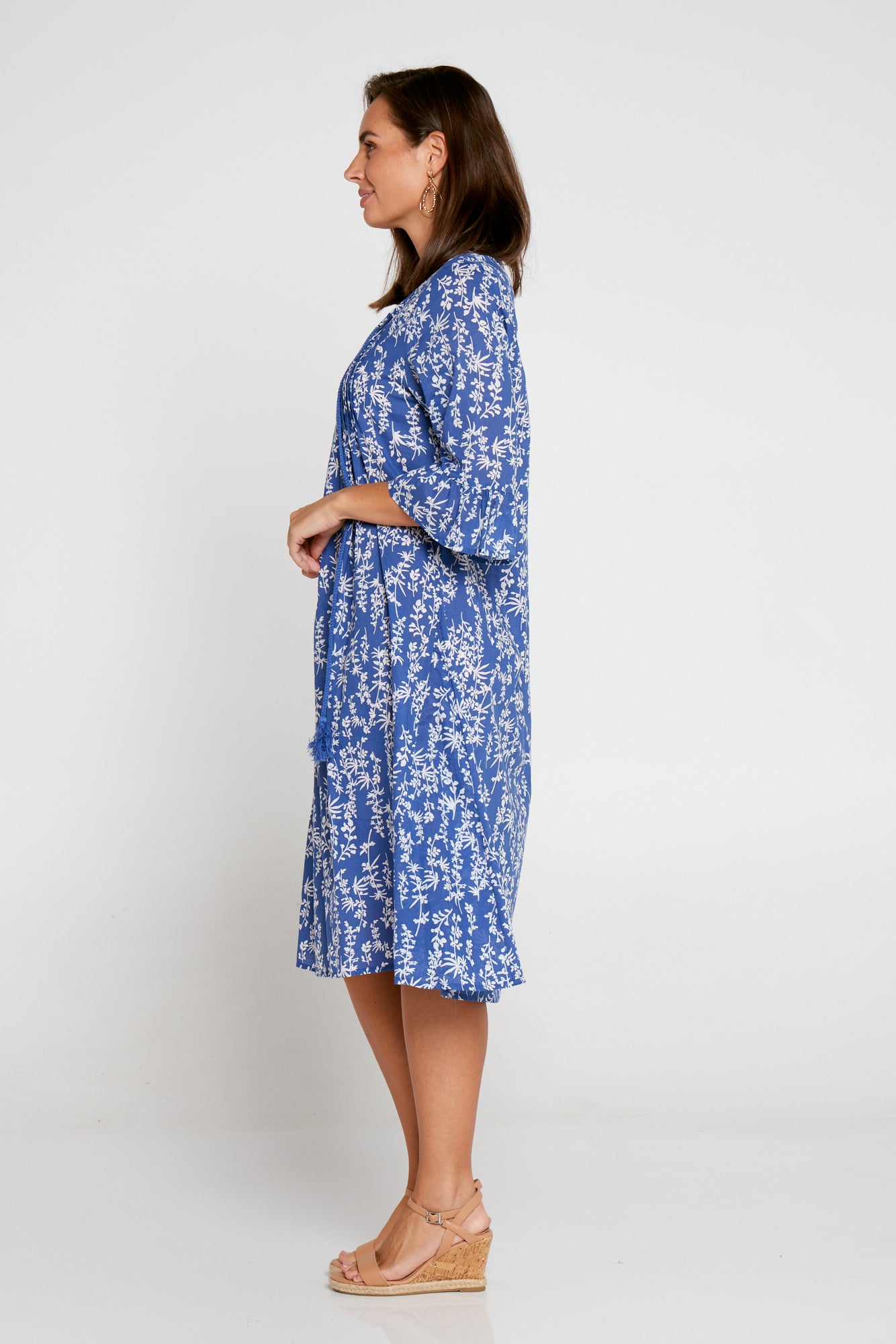 Bethany Cotton Dress - Blue Floral