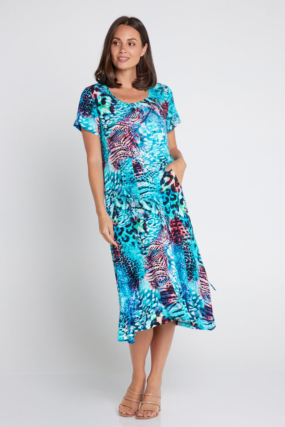 Alizee Dress - Aqua Animal