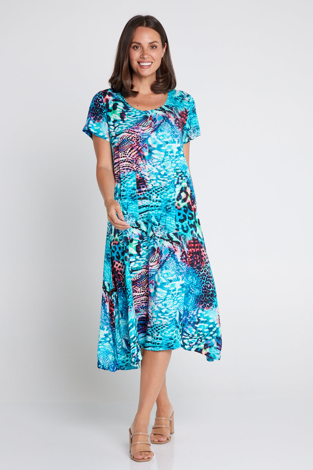 Alizee Dress - Aqua Animal