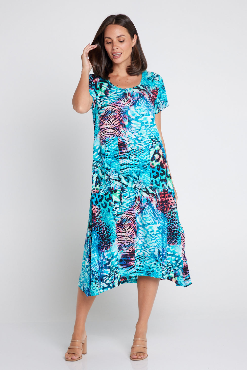 Alizee Dress - Aqua Animal