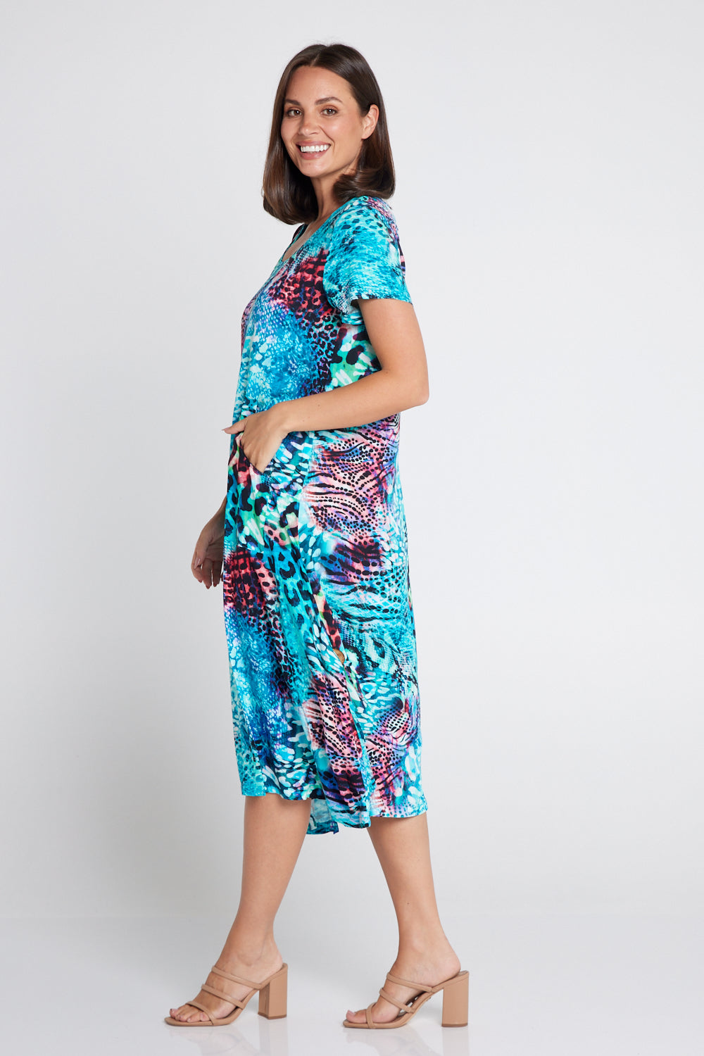 Alizee Dress - Aqua Animal