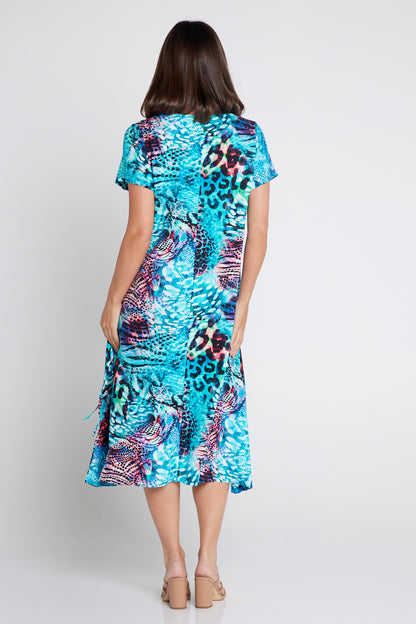 Alizee Dress - Aqua Animal