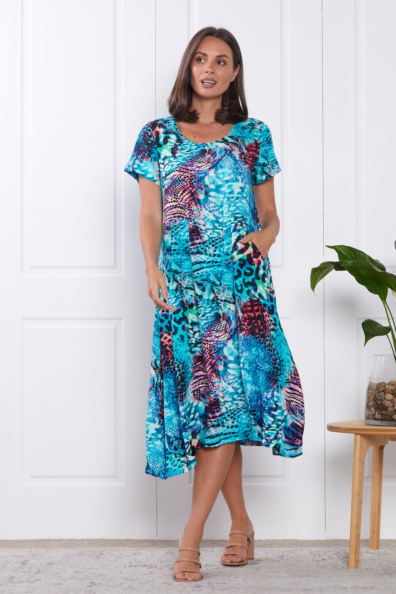 Alizee Dress - Aqua Animal