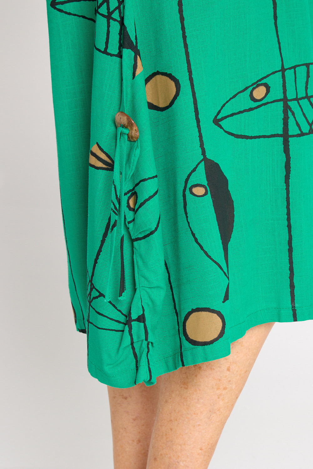 River Linen Dress - Green Sea Life